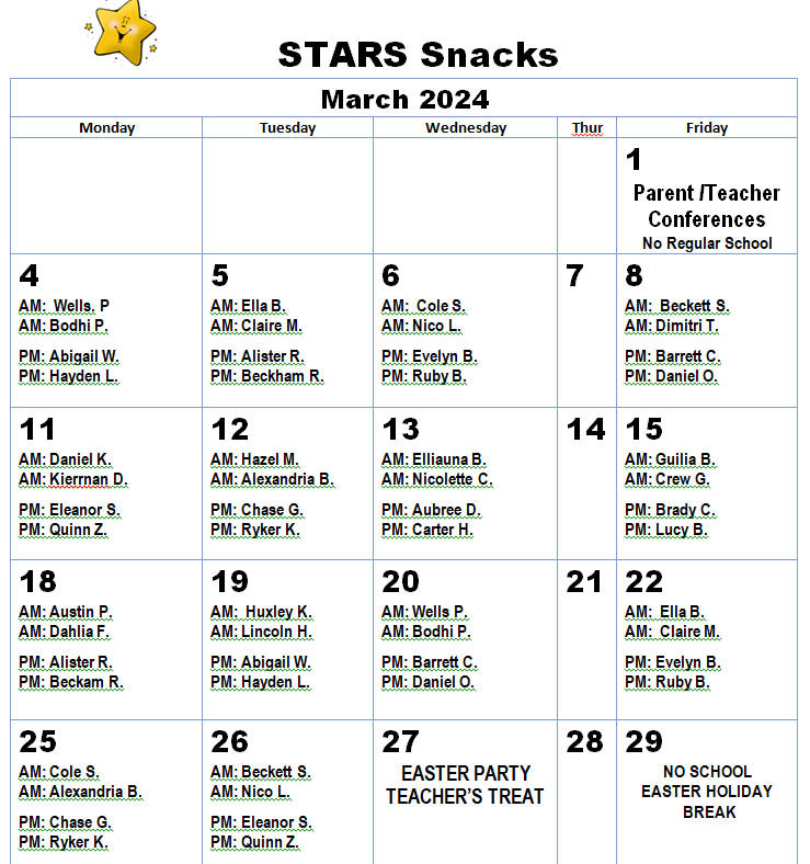 star snacks march 2024